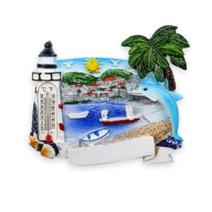 Reljefni magneti s termometrom, dupinom i slikom mjesta (SET 12 kom.)