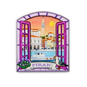 Drveni magneti prozor s lavandom, Piran (SET 24 kom.)