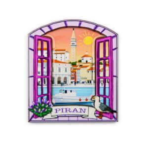 Drveni magneti prozor s lavandom, Piran (SET 24 kom.)