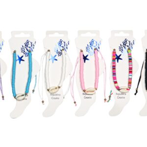 Nanožnice s kauri školjkicom i raznobojnim perlicama (SET 12 kom.)