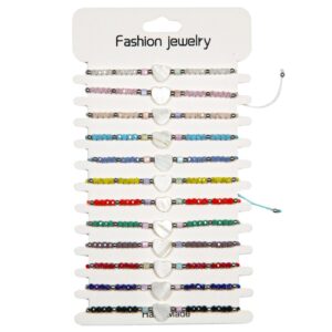 Narukvice s perlicama i sedefnim srcem (SET 12 kom.)