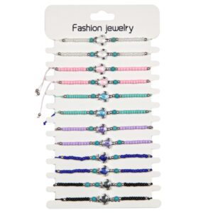 Narukvice s raznobojnim perlicama i kornjačom (SET 12 kom.)