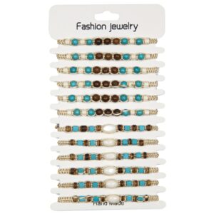 Narukvice s drvenim i raznobojnim perlicama (SET 12 kom.)