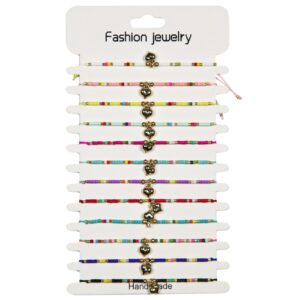 Narukvice s raznobojnim perlicama i privjeskom srcem (SET 12 kom.)