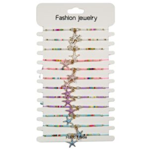 Narukvice s raznobojnim perlicama i privjeskom zvijezdom (SET 12 kom.)