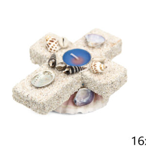 Svijećnjak križ na postolju od školjke