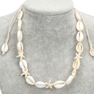 Ogrlice s kauri školjkicama i bijelim zvijezdama (SET 12 kom.)