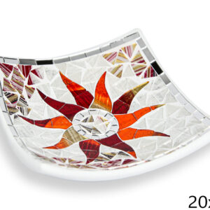 Bijela zdjela sa crvenim suncem i zrcalnim rubom, 20cm