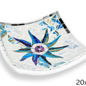 Bijela zdjela s plavim suncem i zrcalnim rubom, 20cm