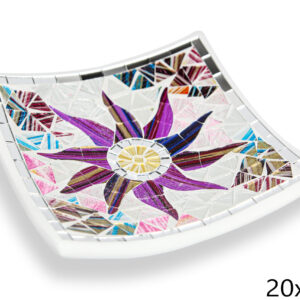 Bijela zdjela s ljubičastim suncem i zrcalnim rubom, 20cm