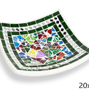 Bijela zdjela sa zelenim rubom i šarenim trokutima, 20cm