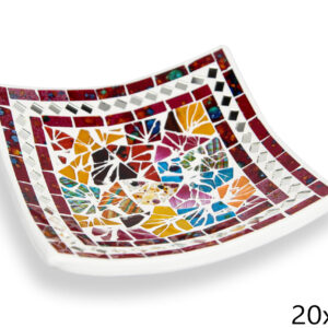 Bijela zdjela sa crvenim rubom i šarenim trokutima, 20cm