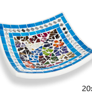 Bijela zdjela s plavim rubom i šarenim trokutima, 20cm