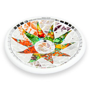 Bijela okrugla zdjela s mix suncem i zrcalnim rubom, 20cm