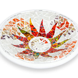 Bijela okrugla zdjela s mix suncem i zrcalnim rubom, 30cm