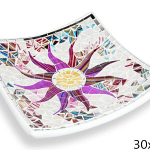 Bijela zdjela s ljubičastim suncem i zrcalnim rubom, 30cm