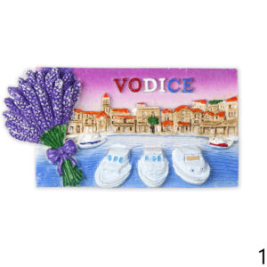 Reljefni pravokutni magneti s lavandom, Vodice (SET 12 kom.)