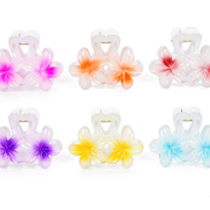 Bijele kopče za kosu s dva cvijeta, razne boje (SET 12 kom.)
