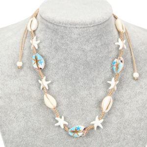 Ogrlice sa zvijezdama i obojanim kauri školjkicama (SET 12 kom.)