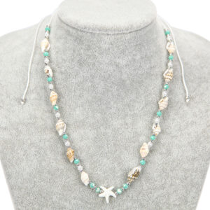 Ogrlice s tirkiznim kuglicama i Nassa školjkicama (SET 12 kom.)