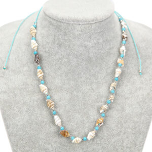 Ogrlice s tirkiznim kuglicama i Nassa školjkicama (SET 12 kom.)