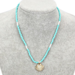 Ogrlice s bijelim i tirkiznim perlicama, zvijezda i školjka (SET 12 kom.)