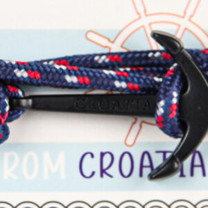 Nautičke tamno plave narukvice sa crnim Croatia sidrom (SET 10 kom.)