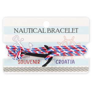Nautičke crveno-bijelo-plave narukvice sa crnim Croatia sidrom (SET 10 kom.)