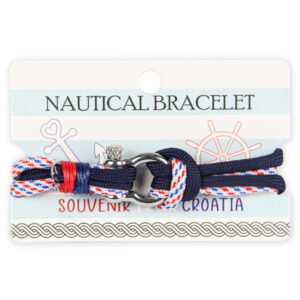 Nautičke crveno-bijelo-plave narukvice s kopčom (SET 10 kom.)