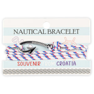 Nautičke crveno-bijelo-plave narukvice s udicom (SET 10 kom.)