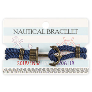 Nautičke tamno plave narukvice sa zlatnim sidrom (SET 10 kom.)