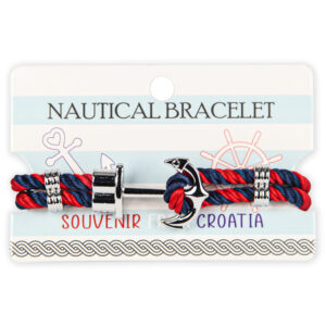 Nautičke crveno-plave narukvice sa srebrnim sidrom (SET 10 kom.)