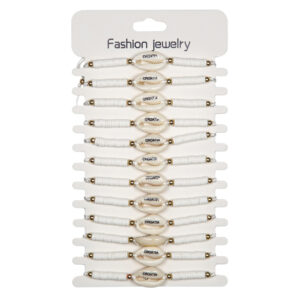 Narukvice s kauri školjkicom s natpisom Croatia i bijelim perlicama (SET 12 kom.)