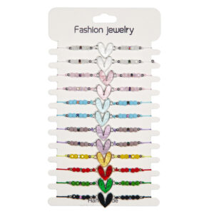 Narukvice s perlicama i srcima raznih boja (SET 12 kom.)