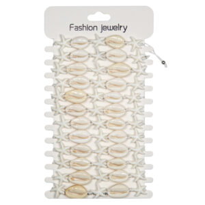Narukvice s bijelim zvijezdama i kauri školjkicama (SET 12 kom.)