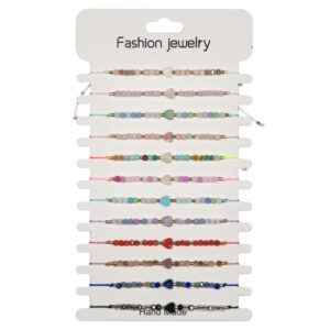 Narukvice s raznobojnim perlicama i srcima (SET 12 kom.)