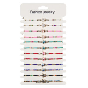 Narukvice s perlicama raznih boja i zvijezdom (SET 12 kom.)