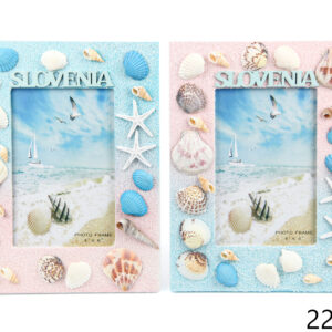 Drveni plavo-rozi okviri sa školjkama i posipom, Slovenia (SET 4 kom.)