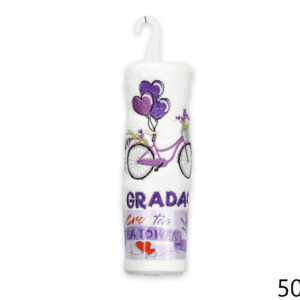 Bijeli ručnik s lavanda biciklom i balonima, Gradac