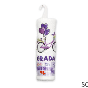 Bijeli ručnik s lavanda biciklom i balonima, Gradac