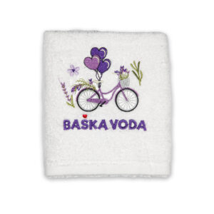 Bijeli ručnik s lavanda biciklom i balonima, Baška Voda