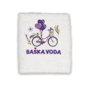 Bijeli ručnik s lavanda biciklom i balonima, Baška Voda