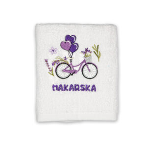 Bijeli ručnik s lavanda biciklom i balonima, Makarska
