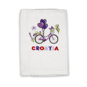 Bijela krpa s lavanda biciklom i balonima, Croatia