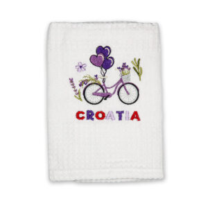 Bijela krpa s lavanda biciklom i balonima, Croatia